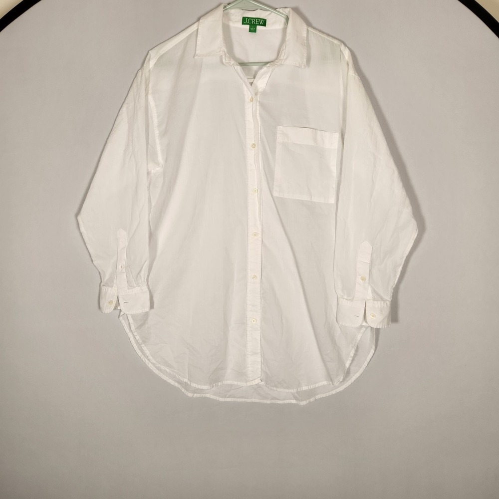 J Crew White Cotton Voile Relaxed Tunic Shirt Beach Cover Up Size Small